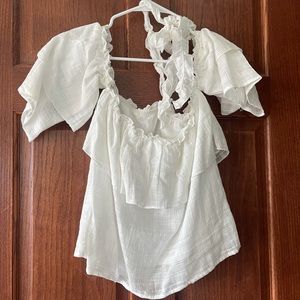 Listicle White halter/ off the shoulder blouse